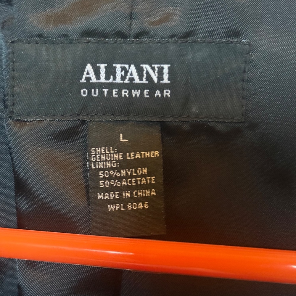 Alfani Black Genuine Leather Mid-Length Car Coat - Women's Large - Picture 5 of 6